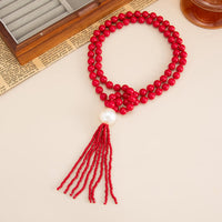 Thumbnail for Layered Seed Bead Ball Chain Tassel Y Necklace Choker for Women - ArtGalleryZen