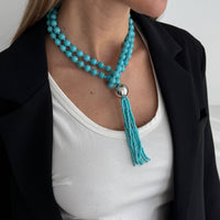 Thumbnail for Layered Seed Bead Ball Chain Tassel Y Necklace Choker for Women - ArtGalleryZen