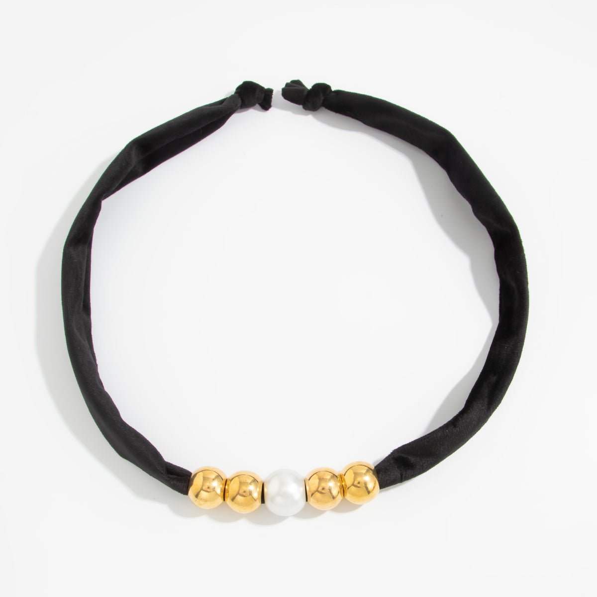 Leopard Print Velvet Choker Pearl Beaded Gold Tone Retro Y2K Necklace - ArtGalleryZen
