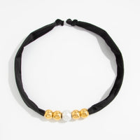 Thumbnail for Leopard Print Velvet Choker Pearl Beaded Gold Tone Retro Y2K Necklace - ArtGalleryZen