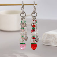 Thumbnail for Lovely 2pcs Strawberry Pearl Heart Charm Star Keychain Set - ArtGalleryZen