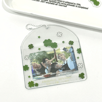 Thumbnail for Lucky Clover Rainy Day Kpop Keychain Horizontal Photocard Holder - ArtGalleryZen