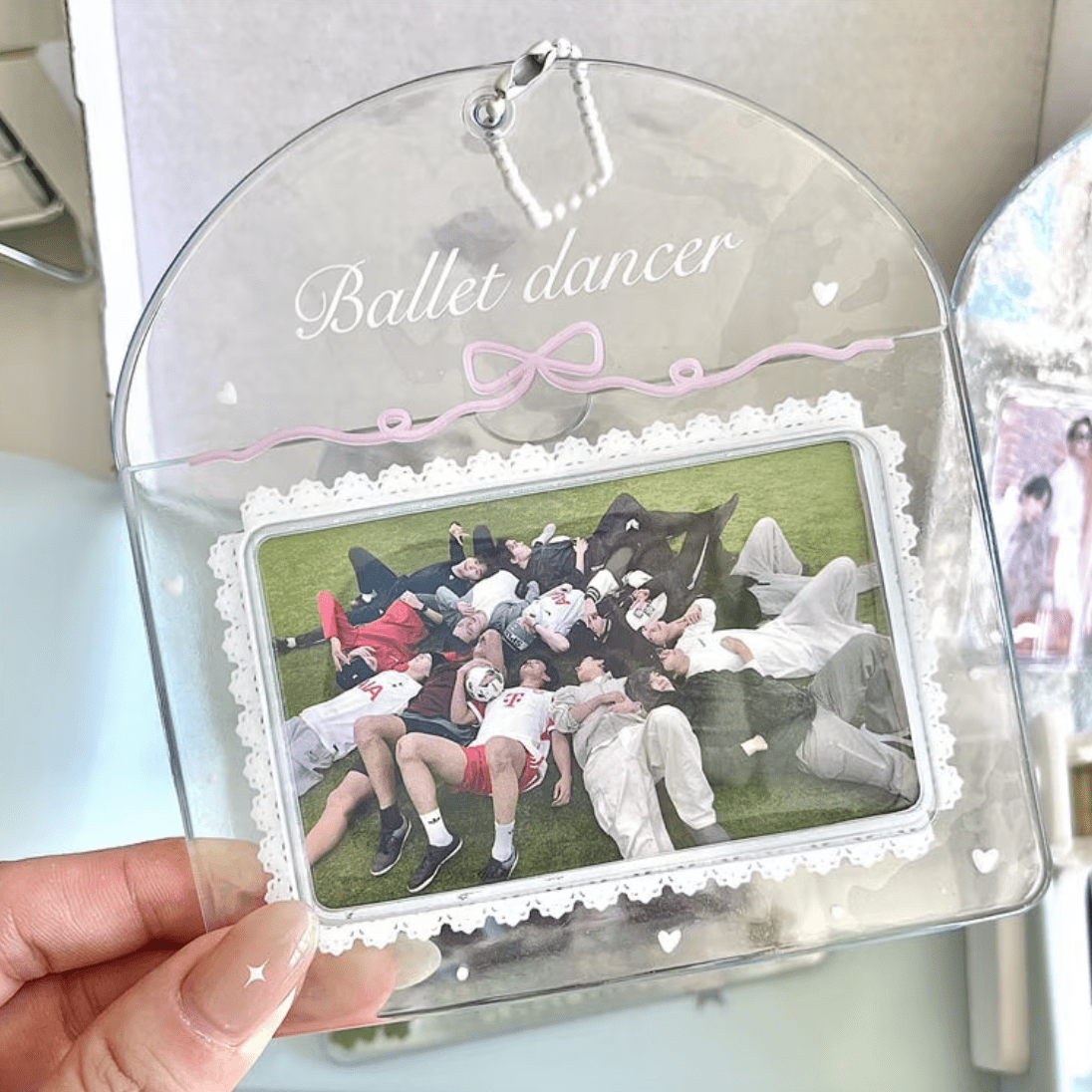 Lucky Clover Rainy Day Kpop Keychain Horizontal Photocard Holder - ArtGalleryZen