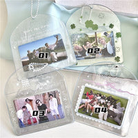 Thumbnail for Lucky Clover Rainy Day Kpop Keychain Horizontal Photocard Holder - ArtGalleryZen