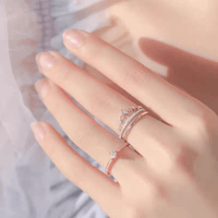 Thumbnail for Lux 2 Pieces Stackable Crystal Crown Ring Set - ArtGalleryZen