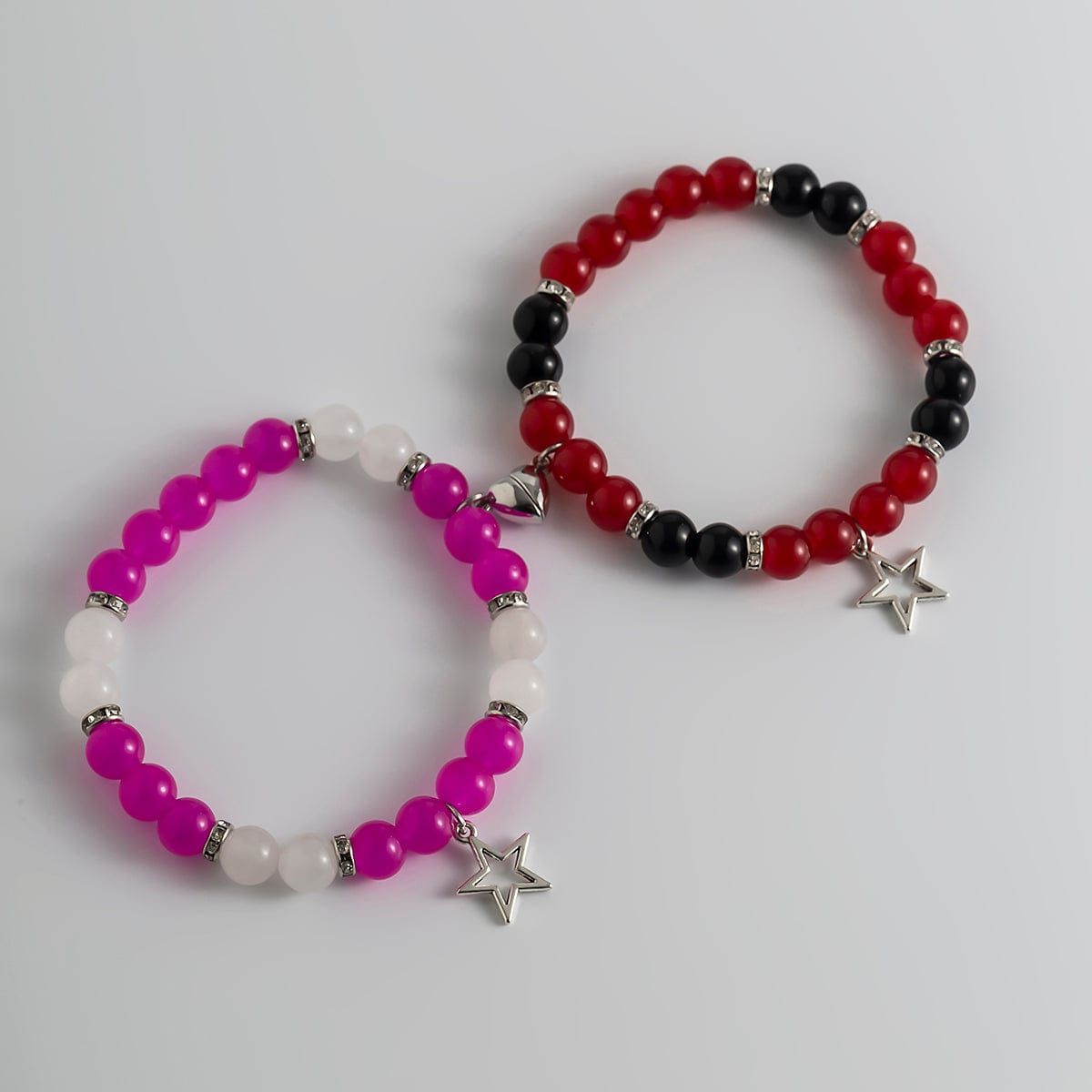 Magnetic Star Heart Charm Agate Matching Bracelet Set - ArtGalleryZen