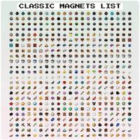 Thumbnail for List of classic magnets with various designs on a white background