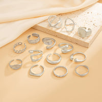 Thumbnail for Minimalist 14pcs Chunky Hollow Waterdrop Ring Set - ArtGalleryZen
