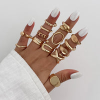 Thumbnail for Minimalist 14pcs Chunky Hollow Waterdrop Ring Set - ArtGalleryZen