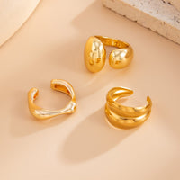 Thumbnail for Minimalist 3pcs Gold Silver Plated Asymmetric Curved Ring Set - ArtGalleryZen
