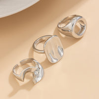 Thumbnail for Minimalist 3pcs Hollow Pleated Square Open Ring Set - ArtGalleryZen