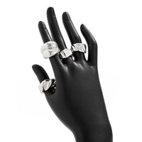 Thumbnail for Minimalist 4pcs Glossy Twisted Stackable Ring Set - ArtGalleryZen