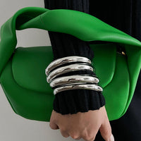 Thumbnail for Minimalist 4pcs Gold Silver Plated Glossy Bangle Bracelet Set - ArtGalleryZen