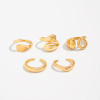 Thumbnail for Minimalist 5pcs Gold Silver Plated Hollow Waterdrop Ring Set - ArtGalleryZen
