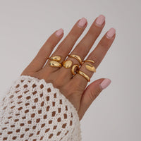 Thumbnail for Minimalist 5pcs Gold Silver Plated Hollow Waterdrop Ring Set - ArtGalleryZen