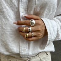 Thumbnail for Minimalist 5pcs Gold Silver Tone Glossy Chunky Ring Set - ArtGalleryZen