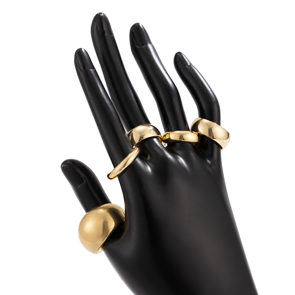 Minimalist 5Pcs Gold Silver Tone Glossy Open Ring Set - ArtGalleryZen
