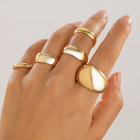 Thumbnail for Minimalist 5Pcs Gold Silver Tone Glossy Open Ring Set - ArtGalleryZen