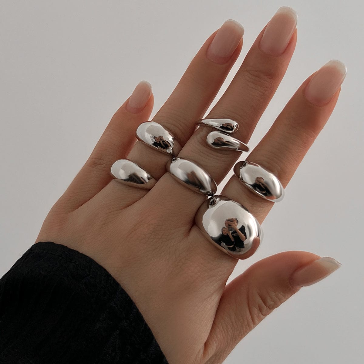 Minimalist 6pcs Gold Silver Plated Stackable Open Ring Set - ArtGalleryZen