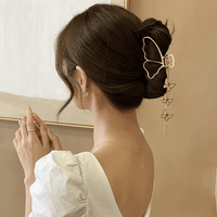 Thumbnail for Minimalist Butterfly Chain Tassel Chignon Claw Clip Hair Clip - ArtGalleryZen