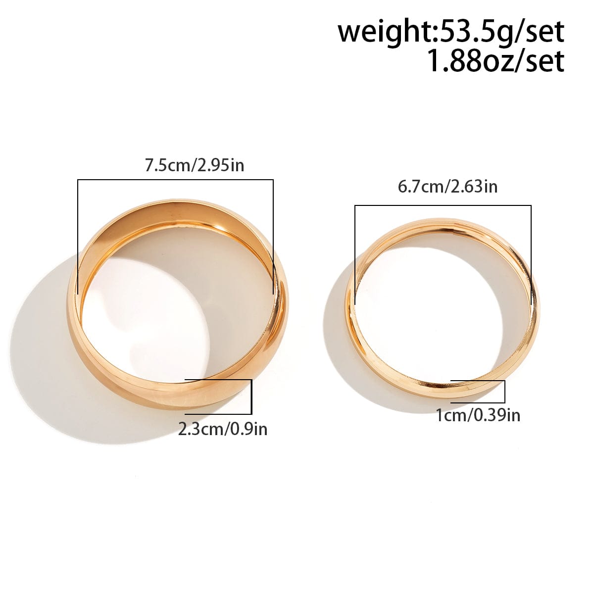Minimalist Chunky 2Pcs Gold Silver Pleated Bangle Bracelet Set - ArtGalleryZen