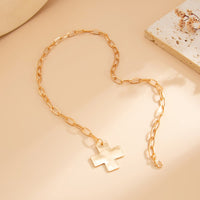 Thumbnail for Minimalist Chunky Cross Pendant Cable Chain Necklace - ArtGalleryZen