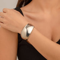 Thumbnail for Minimalist Chunky Curved Glossy Wide Cuff Bangle Bracelet - ArtGalleryZen
