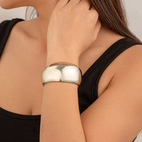 Thumbnail for Minimalist Chunky Curved Glossy Wide Cuff Bangle Bracelet - ArtGalleryZen