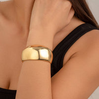 Thumbnail for Minimalist Chunky Curved Glossy Wide Cuff Bangle Bracelet - ArtGalleryZen