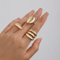 Thumbnail for Minimalist Chunky Gold Silver Plated Glossy Open Ring Set - ArtGalleryZen
