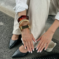 Thumbnail for Minimalist Chunky Gold Tone Square Resin Bangle Bracelet Set - ArtGalleryZen