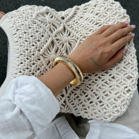 Thumbnail for Minimalist Chunky Gold Tone Square Resin Bangle Bracelet Set - ArtGalleryZen