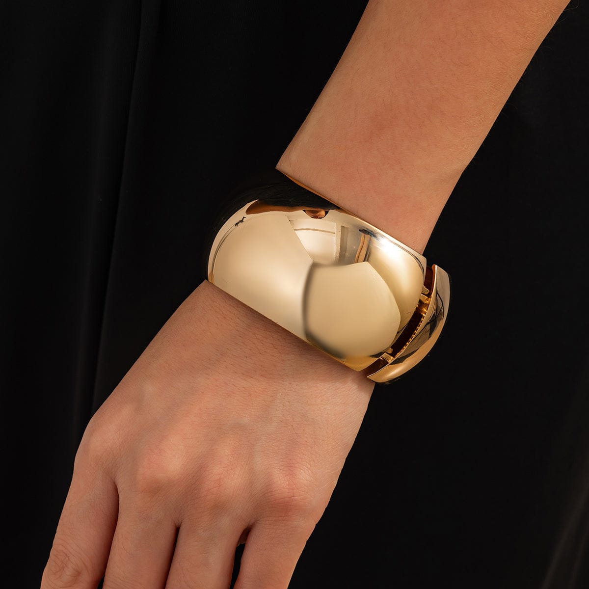 Minimalist Cut Surface Wide Cuff Bangle Bracelet - ArtGalleryZen
