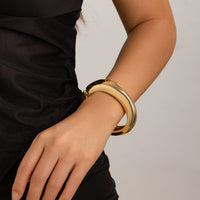 Thumbnail for Minimalist Gold Silver Plated Curved Bangle Bracelet - ArtGalleryZen