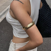 Thumbnail for Minimalist Gold Silver Plated Glossy Arm Cuff - ArtGalleryZen