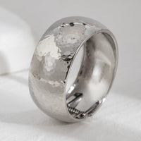 Thumbnail for Minimalist Gold Silver Plated Hammered Wide Cuff Bangle Bracelet - ArtGalleryZen
