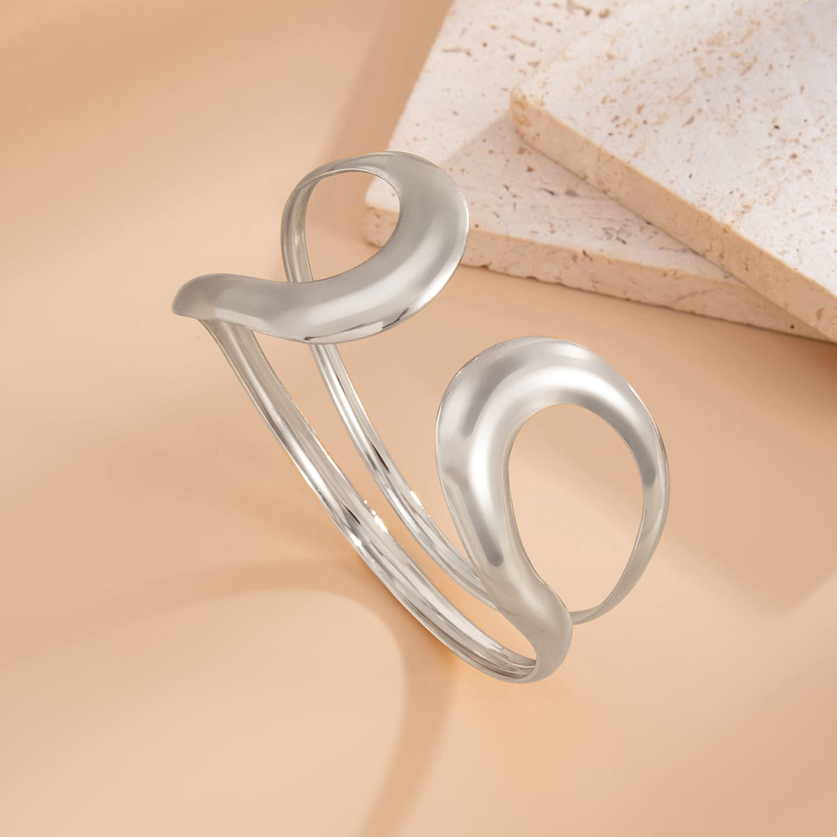 Minimalist Gold Silver Plated Hollow Arm Cuff - ArtGalleryZen