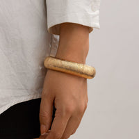 Thumbnail for Minimalist Gold Silver Plated Textured Bangle Bracelet - ArtGalleryZen