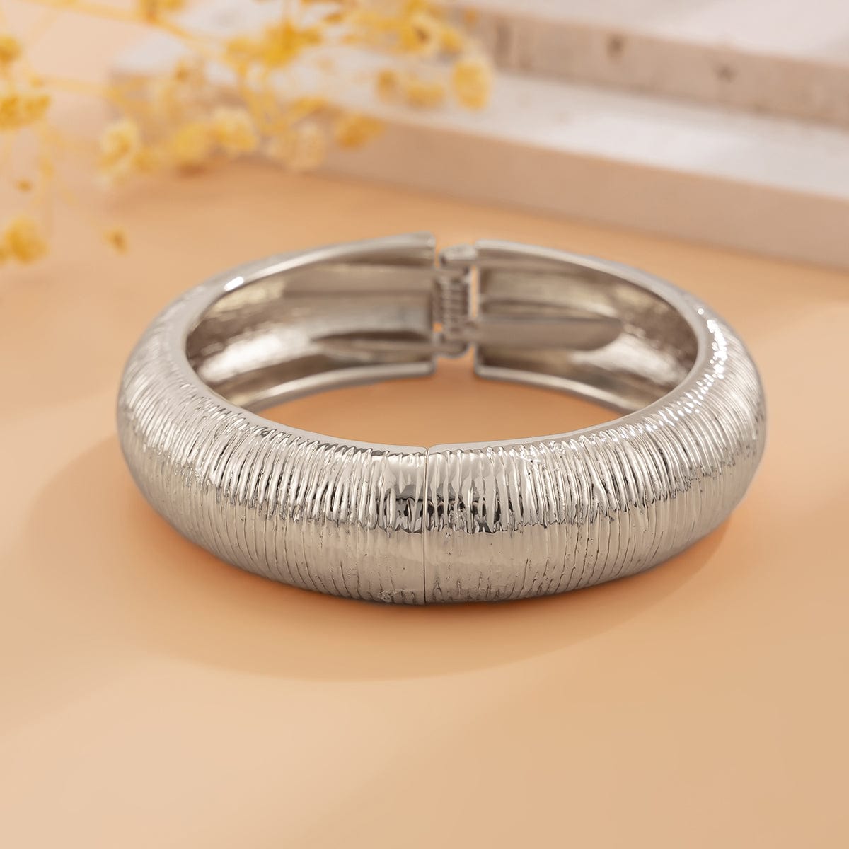 Minimalist Gold Silver Plated Textured Bangle Bracelet - ArtGalleryZen