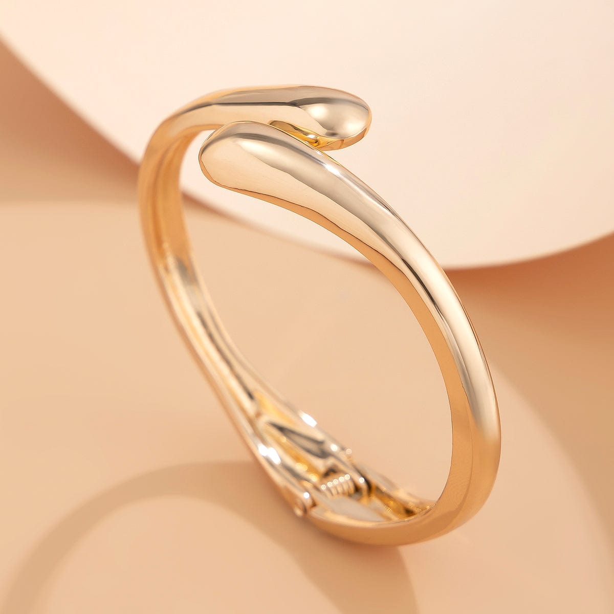 Minimalist Gold Tone Textured Wide Cuff Bangle Bracelet Set - ArtGalleryZen