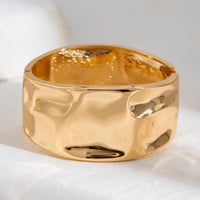Thumbnail for Minimalist Gold Tone Textured Wide Cuff Bangle Bracelet Set - ArtGalleryZen