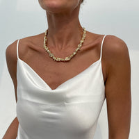 Thumbnail for Minimalist Irregular Gold Silver Tone Lava Necklace Bracelet - ArtGalleryZen