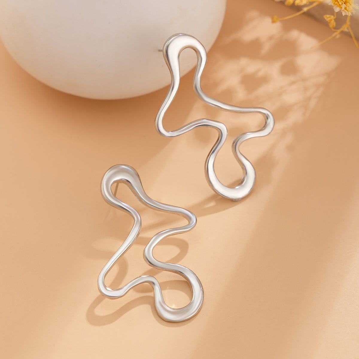 Minimalist Irregular Hollow Pattern Stud Earrings - ArtGalleryZen