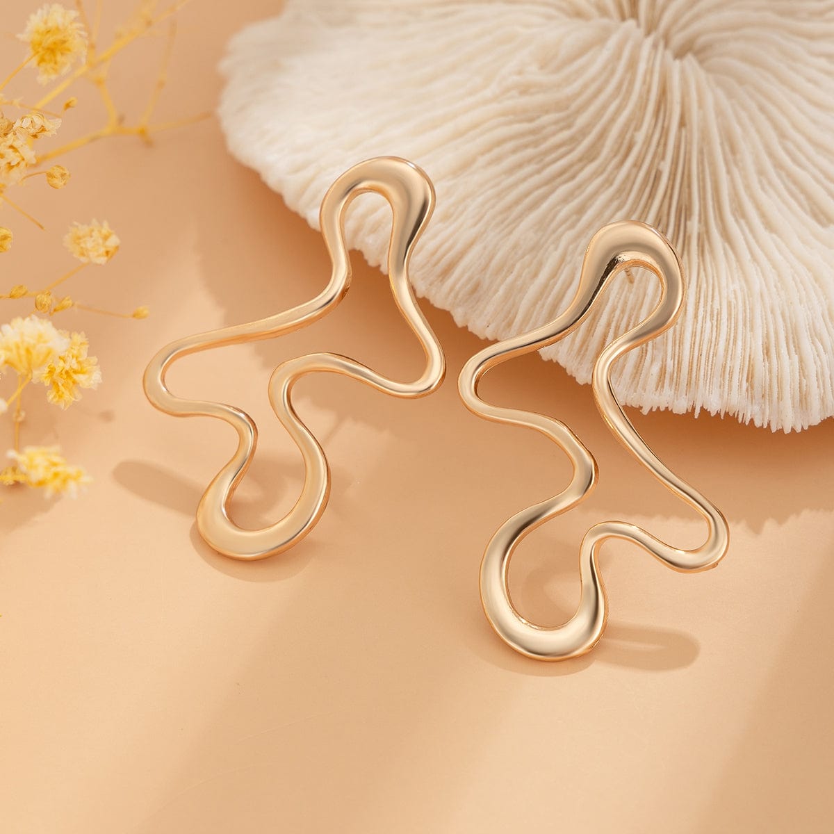 Minimalist Irregular Hollow Pattern Stud Earrings - ArtGalleryZen
