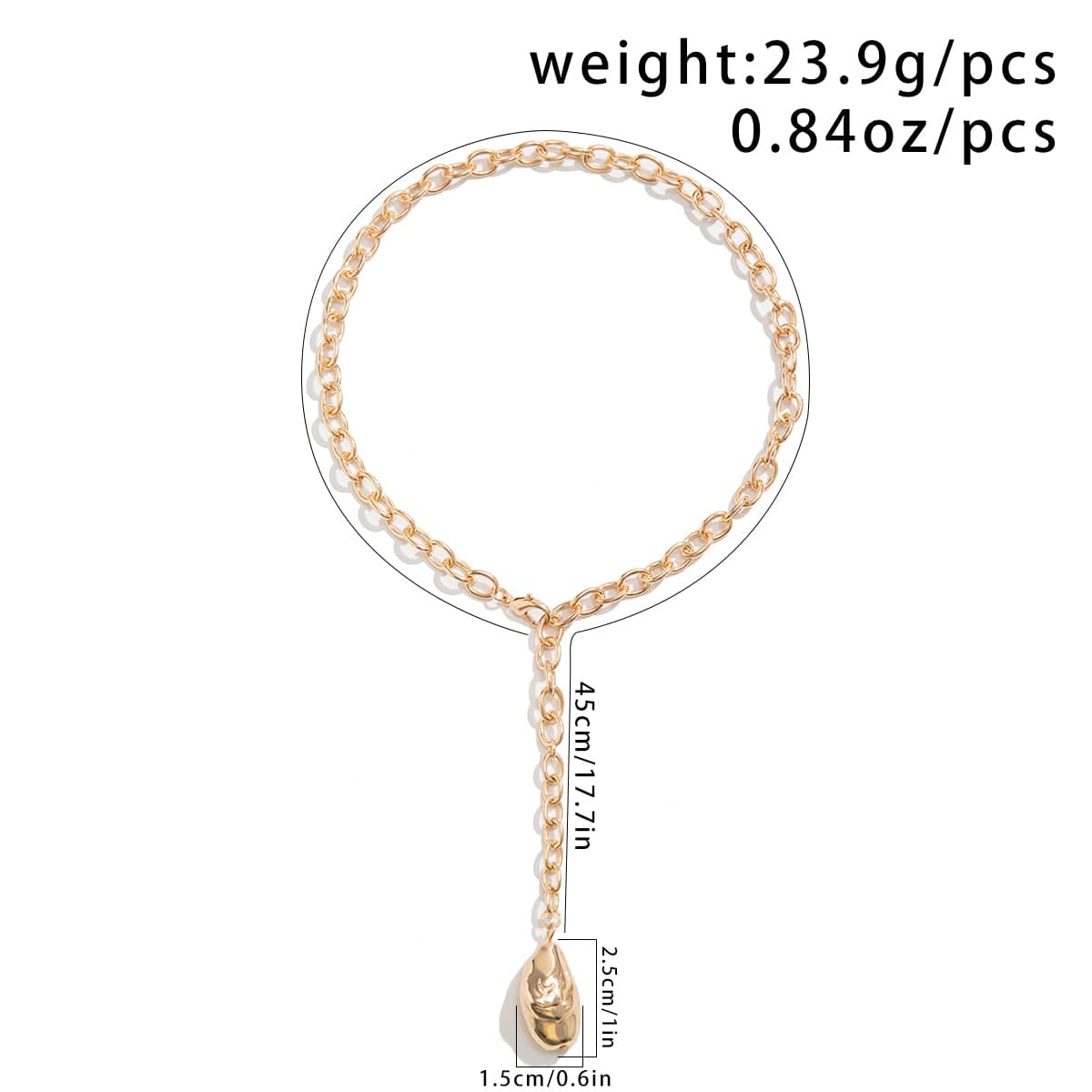 Minimalist Irregular Waterdrop Dangle Curb Chain Y Necklace - ArtGalleryZen