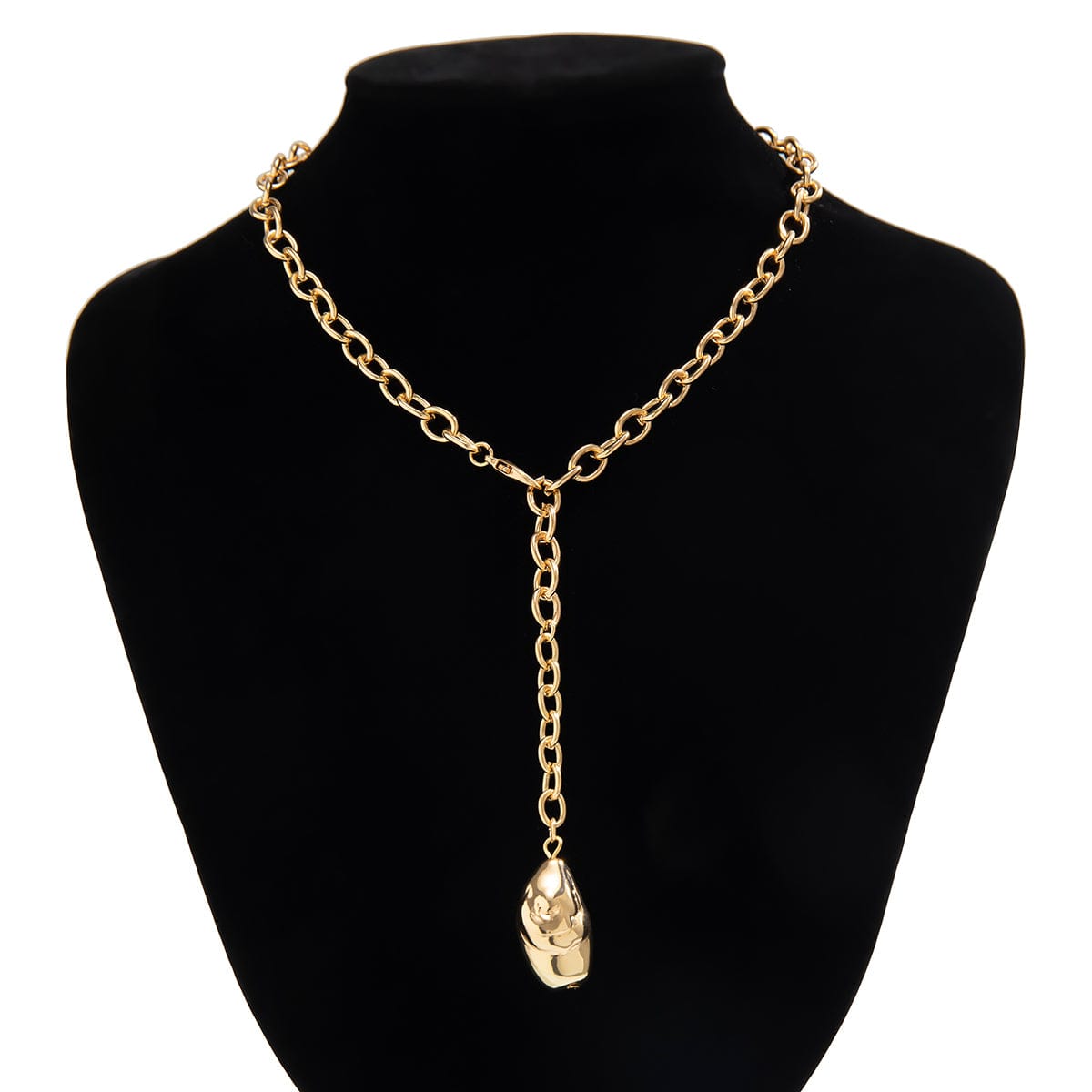 Minimalist Irregular Waterdrop Dangle Curb Chain Y Necklace - ArtGalleryZen