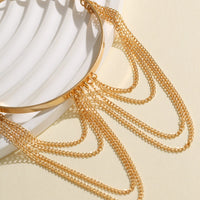 Thumbnail for Minimalist Layered Curb Chain Tassel Arm Cuff - ArtGalleryZen