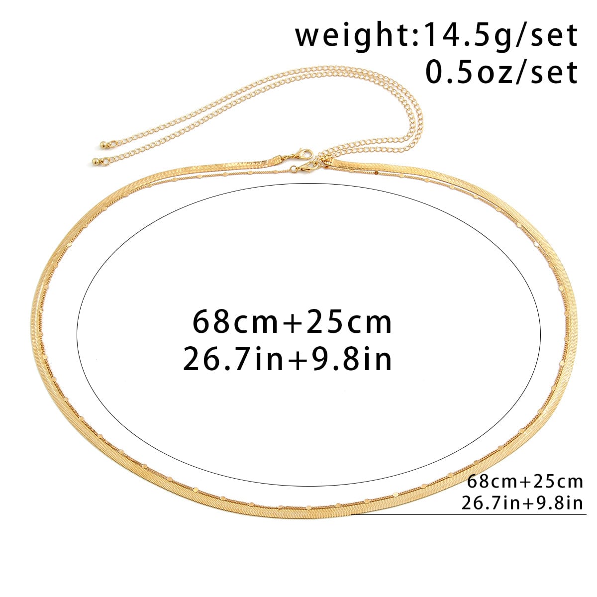Minimalist Layered  Herringbone Saturn Belly Chain Set - ArtGalleryZen