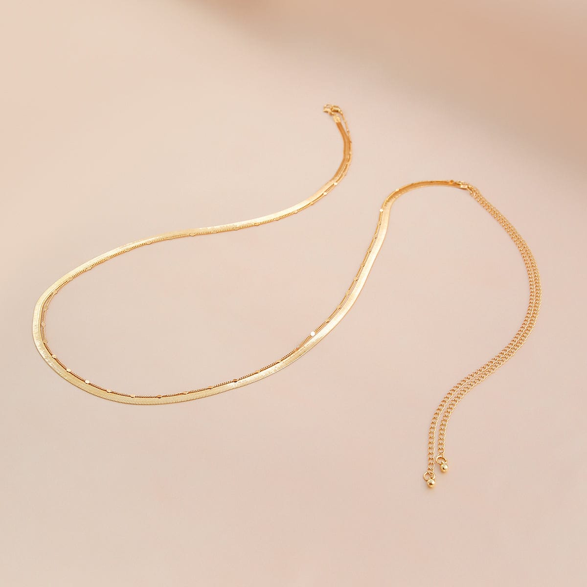 Minimalist Layered  Herringbone Saturn Belly Chain Set - ArtGalleryZen