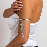 Thumbnail for Minimalist Layered Leaf Tassel Arm Cuff - ArtGalleryZen